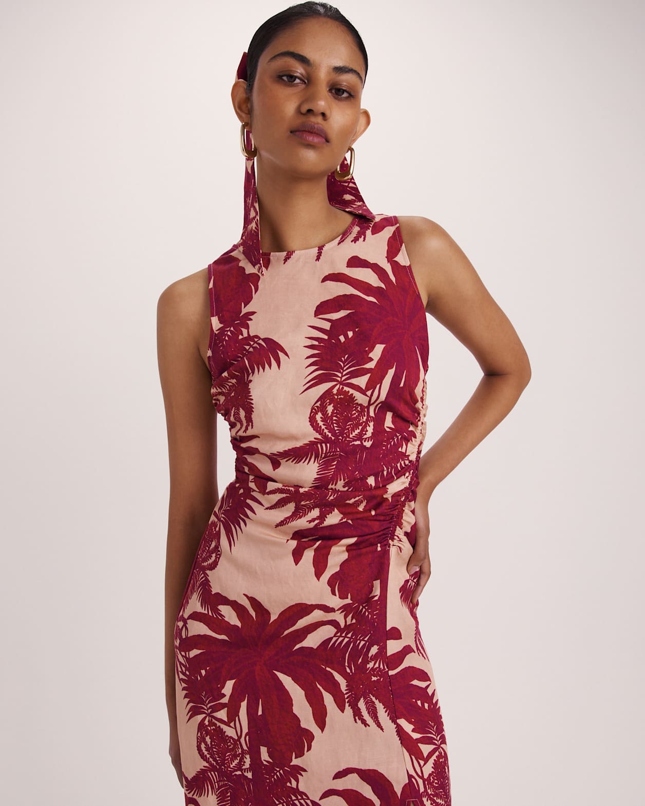 Brielle Midi Dress in RED MULTI