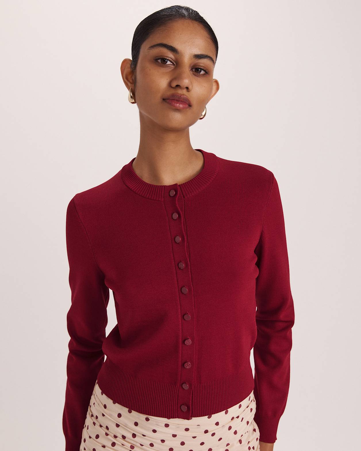 Mia Milano Knit Cardigan in RASPBERRY