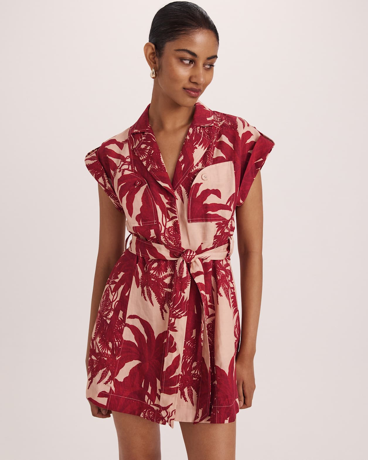 Brielle Shirt Dress in RED MULTI
