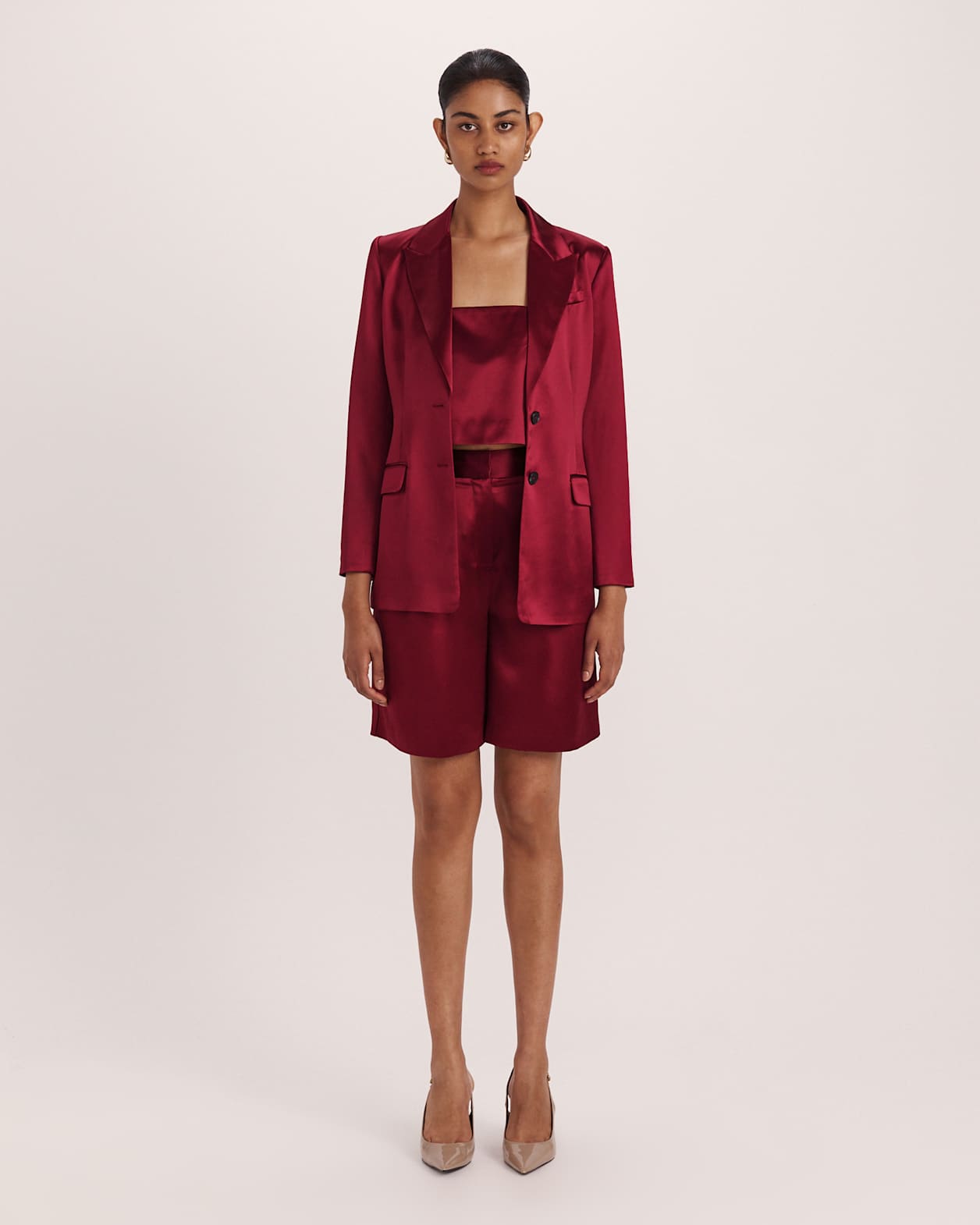 Sallee Satin Blazer in RASPBERRY