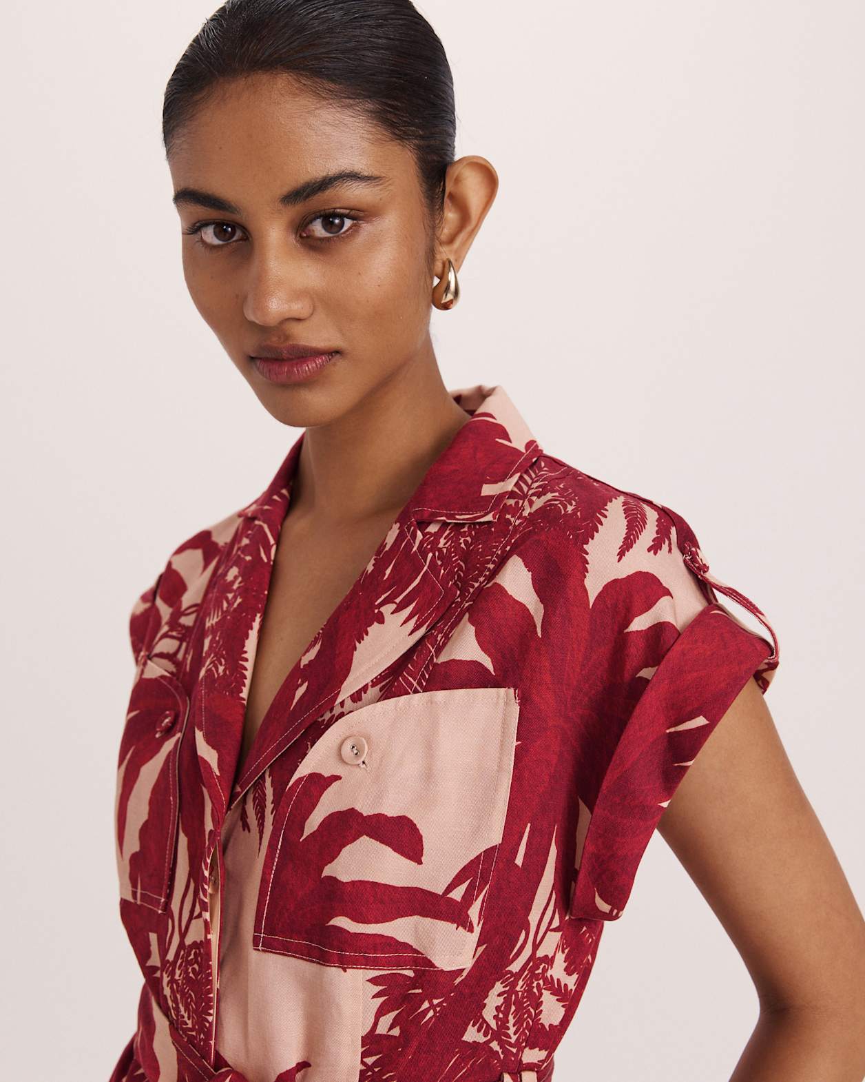 Brielle Shirt Dress in RED MULTI