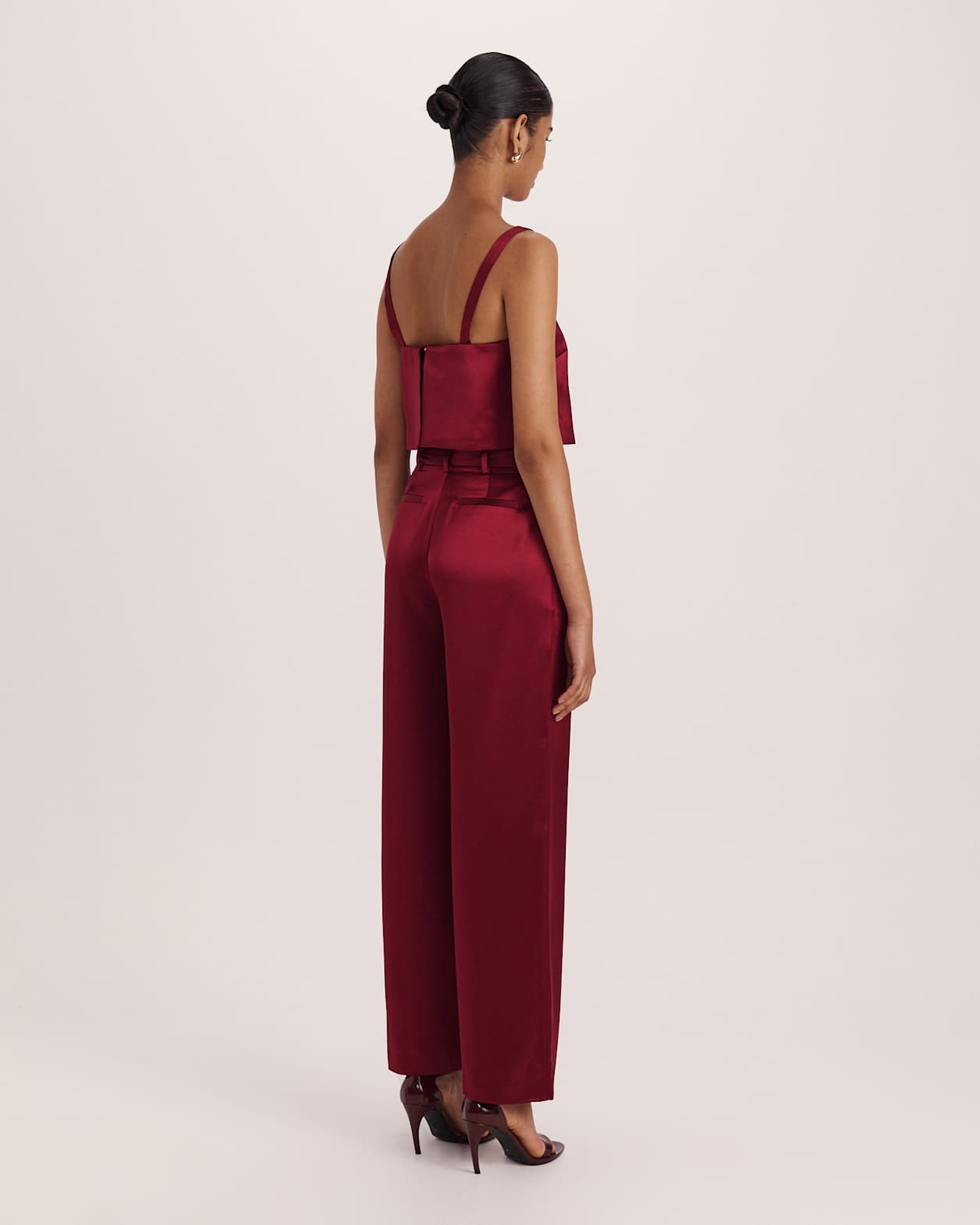 Sallee Satin Pleat Front Pant in RASPBERRY