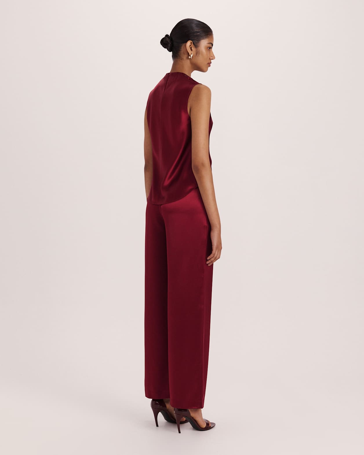 Sallee Satin Cowl Neck Top in RASPBERRY