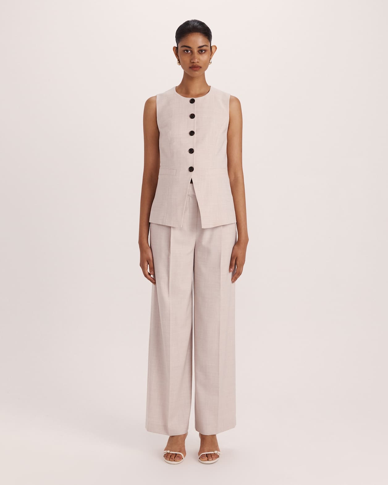 Celeste Wool Crew Neck Vest in OATMEAL MELANGE