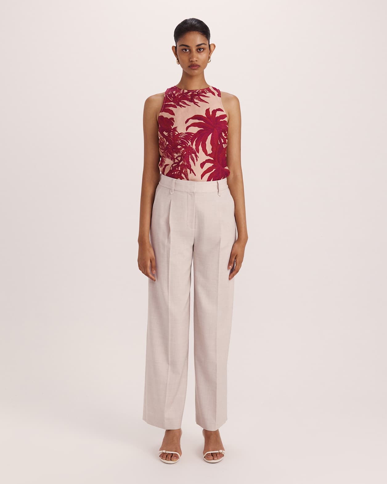 Celeste Wool Pleat Front Pant in OATMEAL MELANGE
