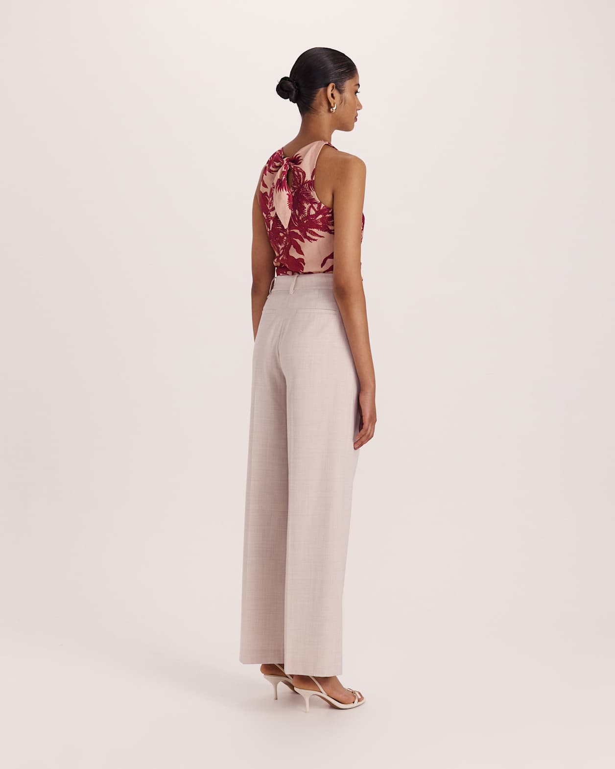 Celeste Wool Pleat Front Pant in OATMEAL MELANGE