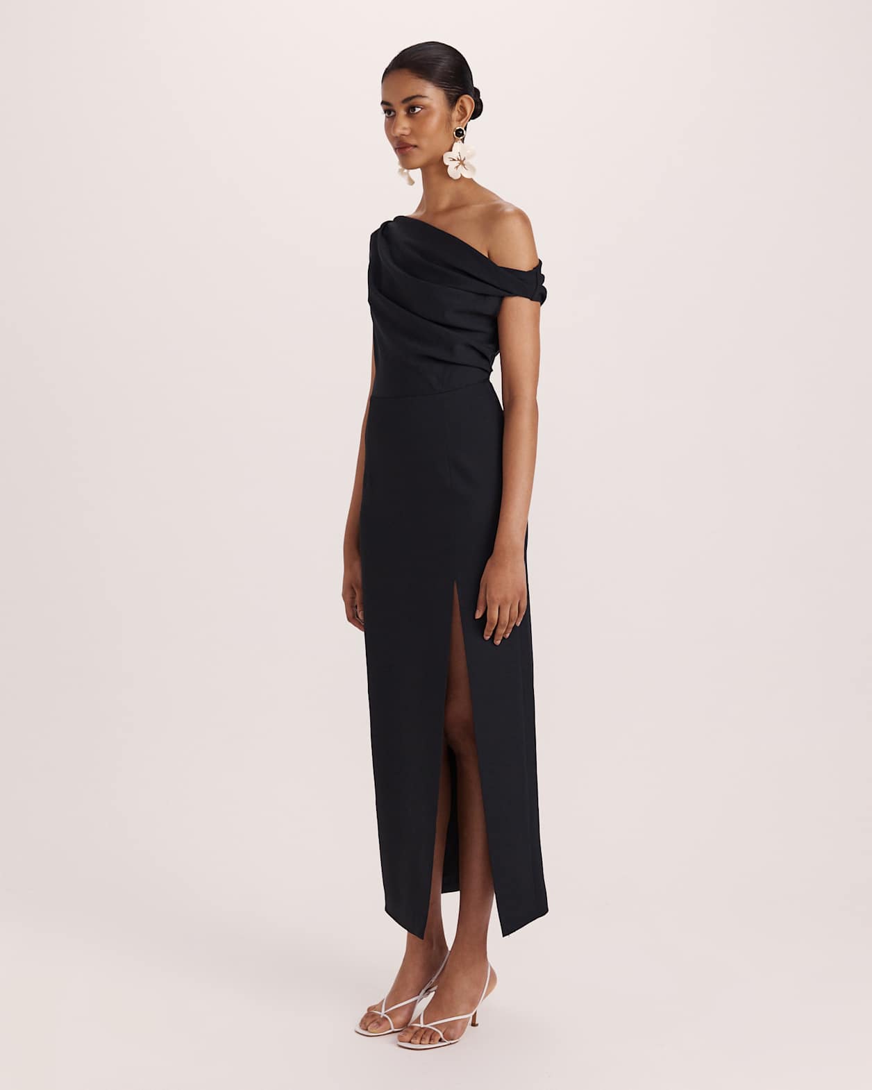 Dharma Off Shoulder Dress in BLACK