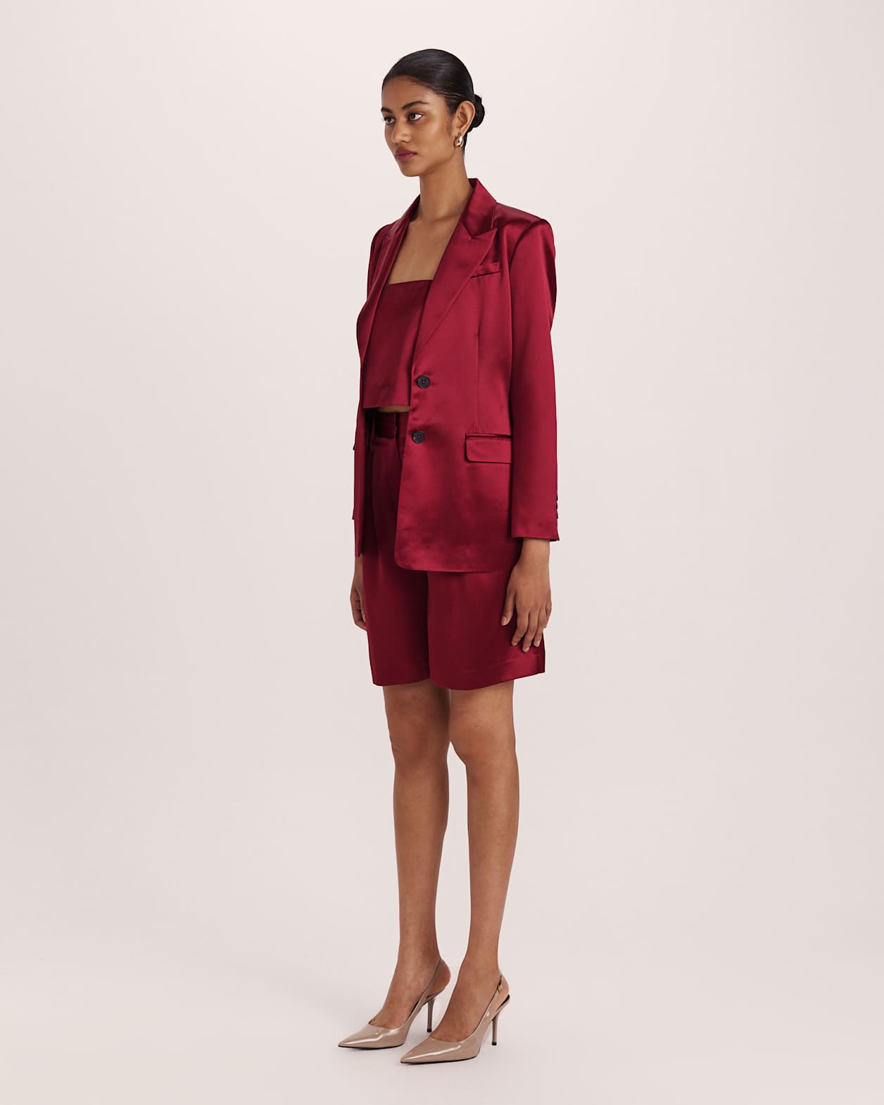 Sallee Satin Blazer in RASPBERRY