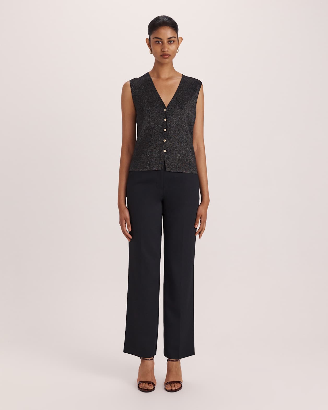 Shaila Sparkling Knit Vest in BLACK/GOLD
