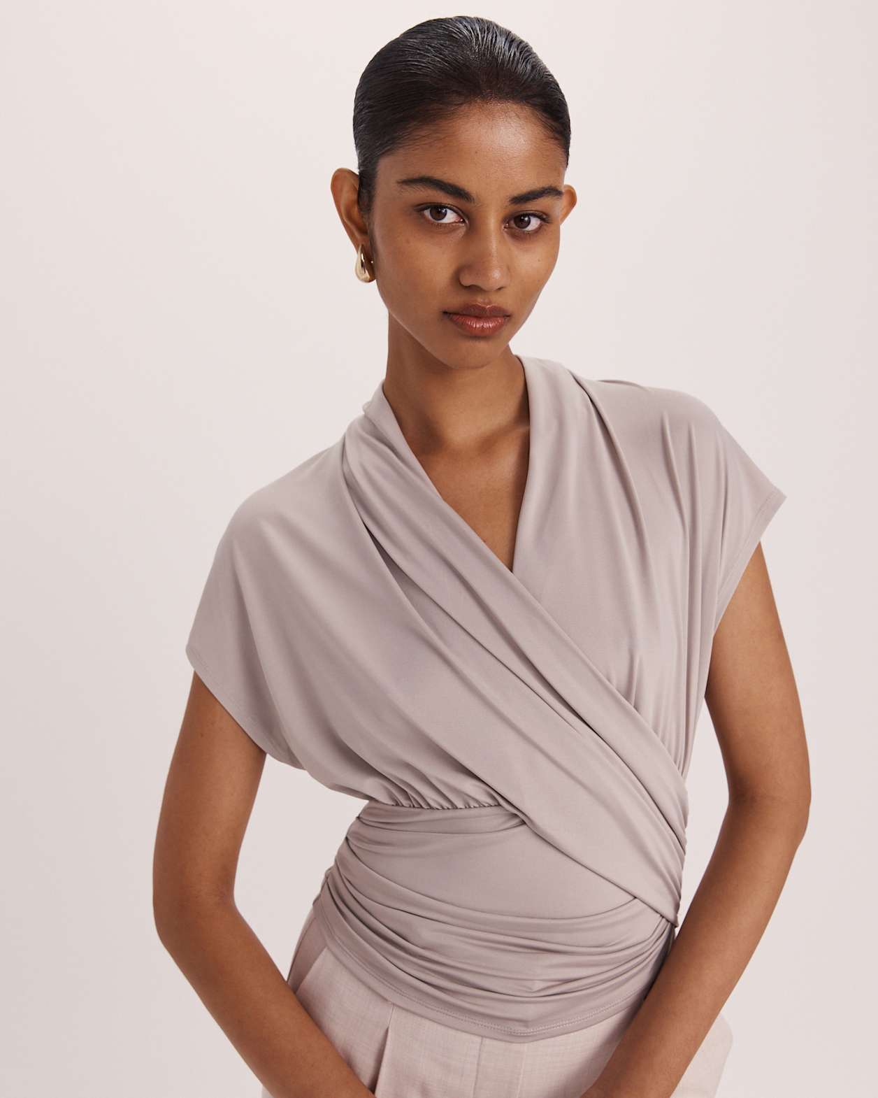 Sophie Wrap Top in BARLEY