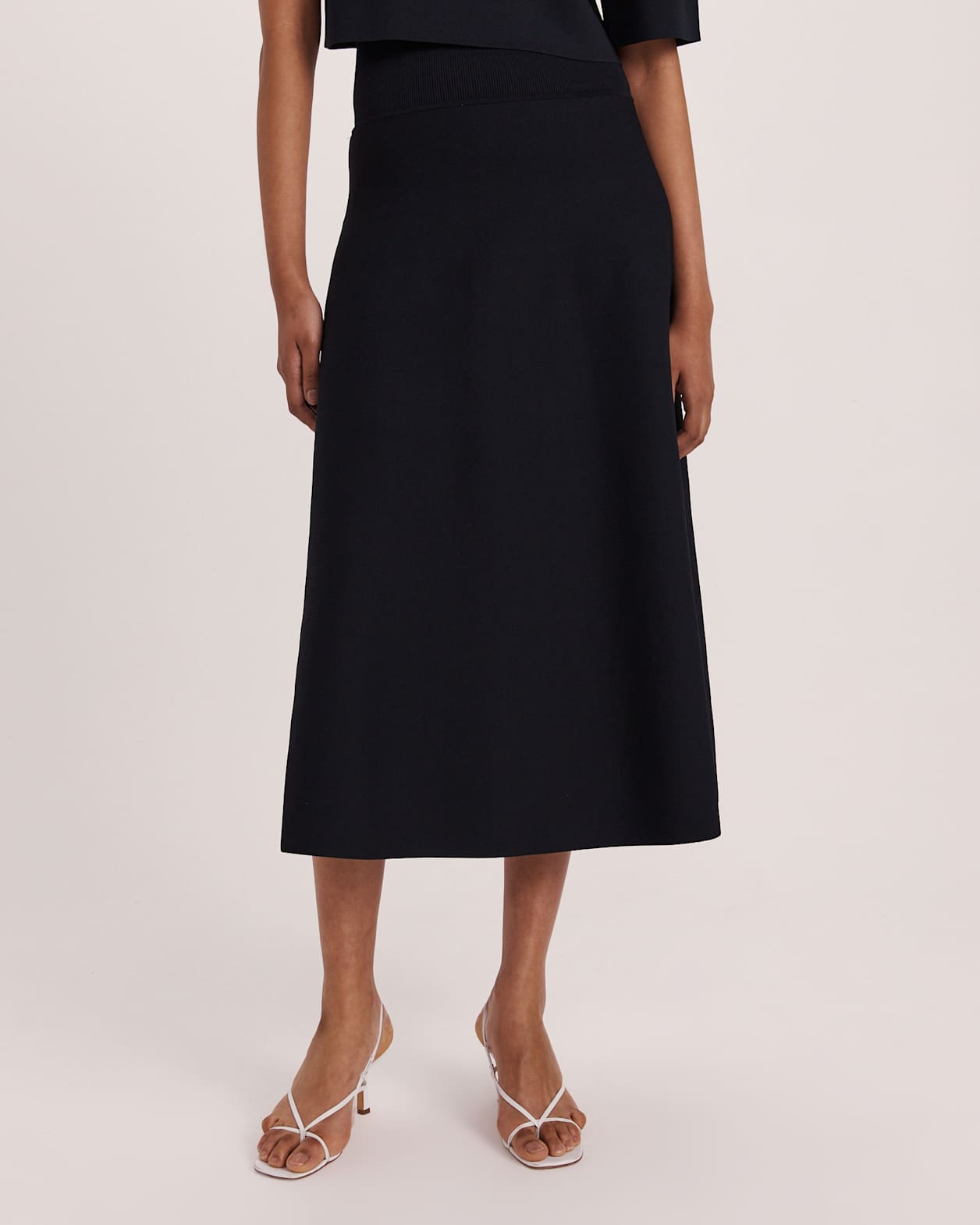 Mia Milano Knit Flared Skirt in BLACK