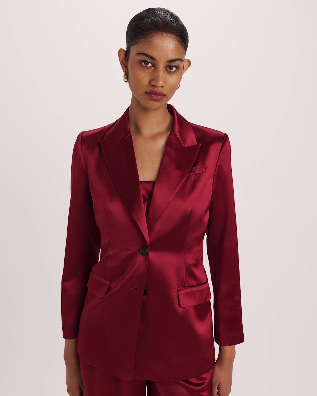 Sallee Satin Blazer in RASPBERRY