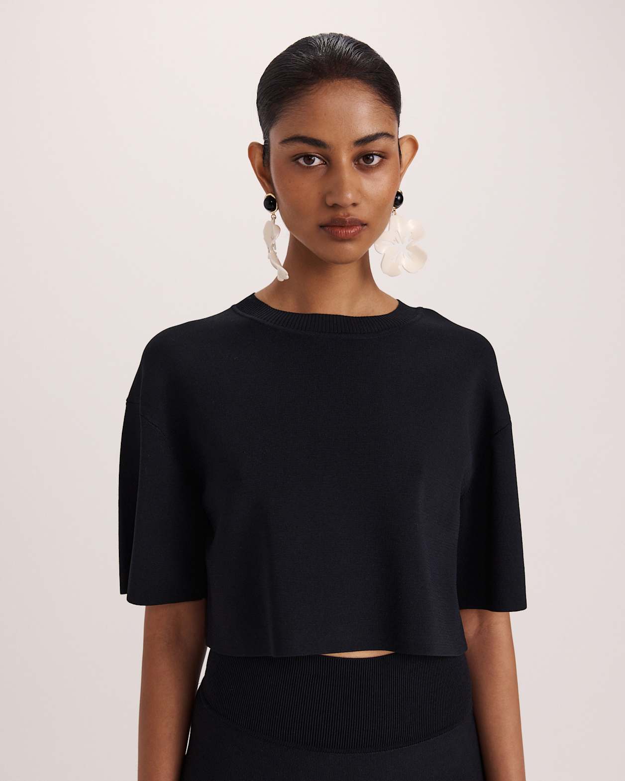 Mia Milano Knit Shell Top in BLACK