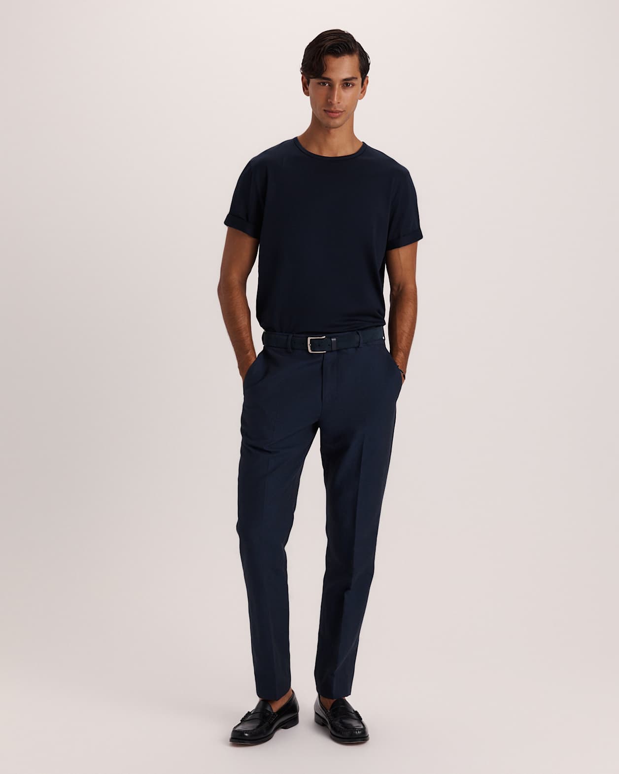 Elias Linen Cotton Pant in NAVY