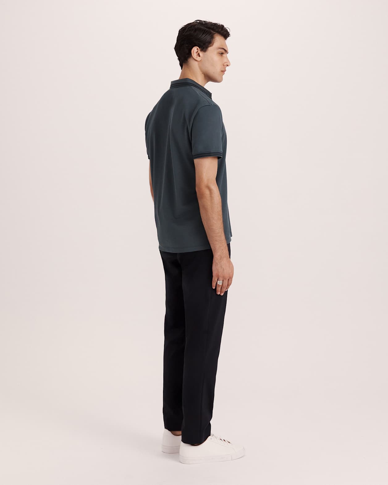 Andy Tipped Cotton Polo in SEAWEED