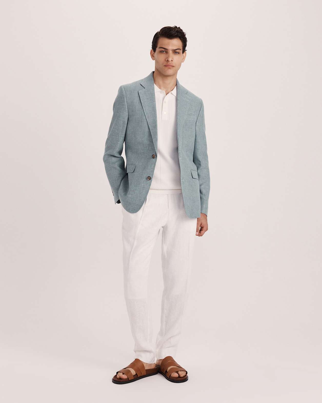 Corfu Textured Item Blazer in LIGHT GREEN