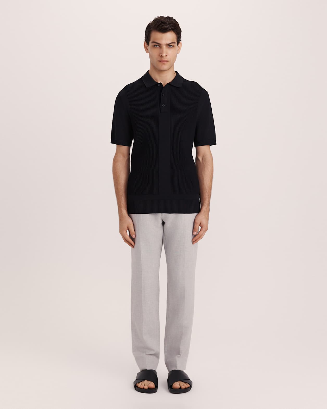 Zander Knit Polo in BLACK