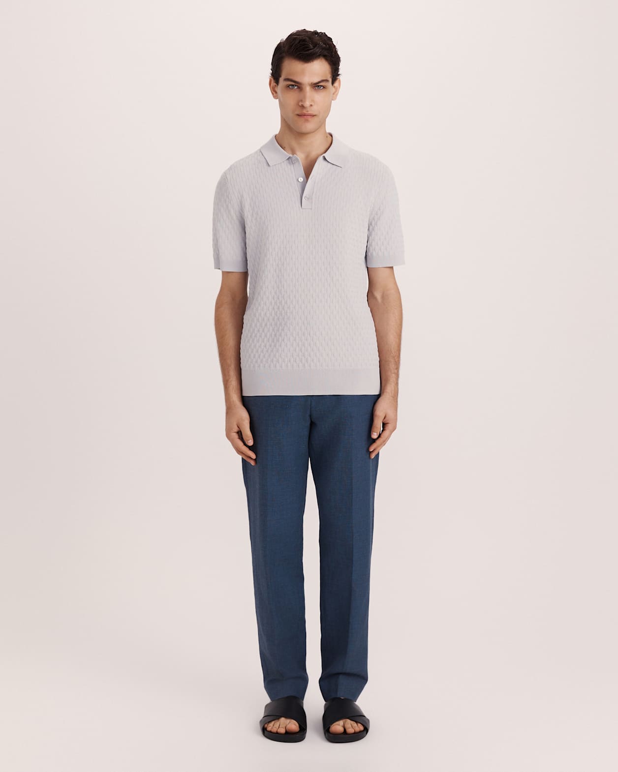 Dion Knit Polo in SILVER