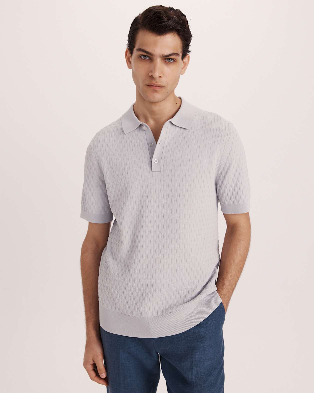 Dion Knit Polo in SILVER