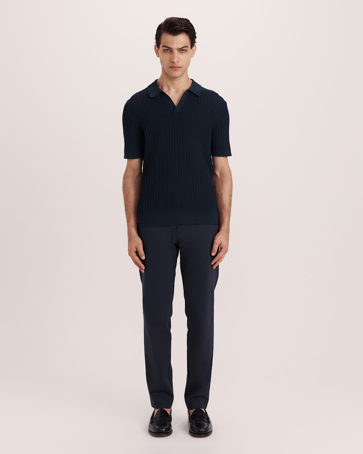 Theo Knit Polo in INK