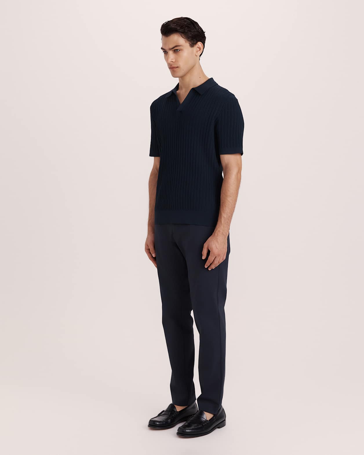 Theo Knit Polo in INK