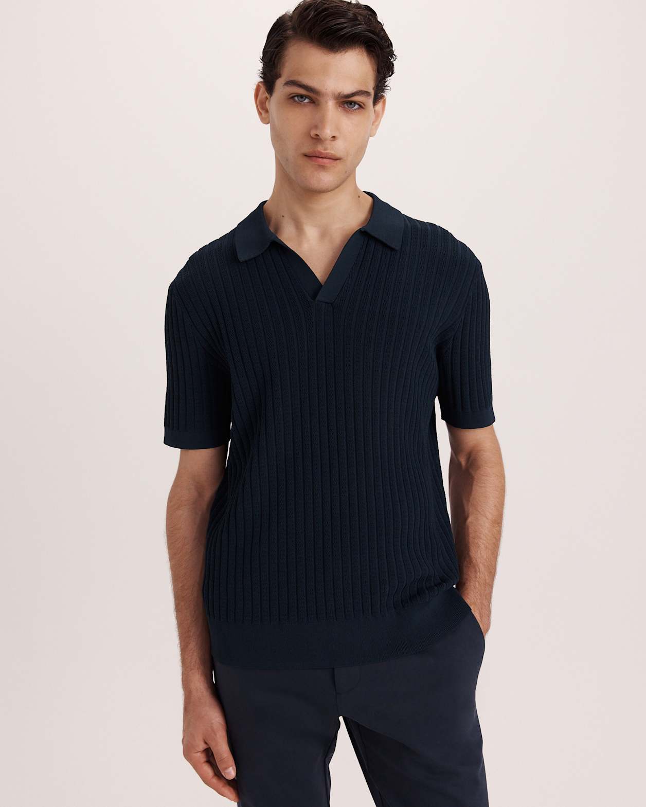 Theo Knit Polo in INK