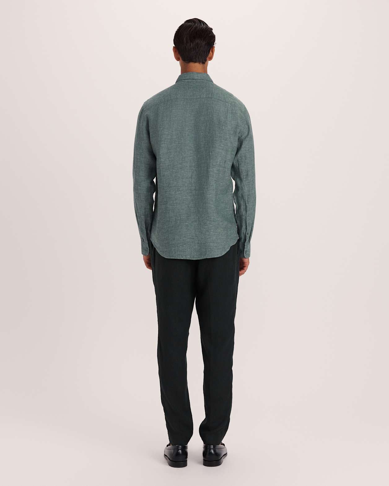 Anderson Long Sleeve Classic Linen Shirt in SAGE