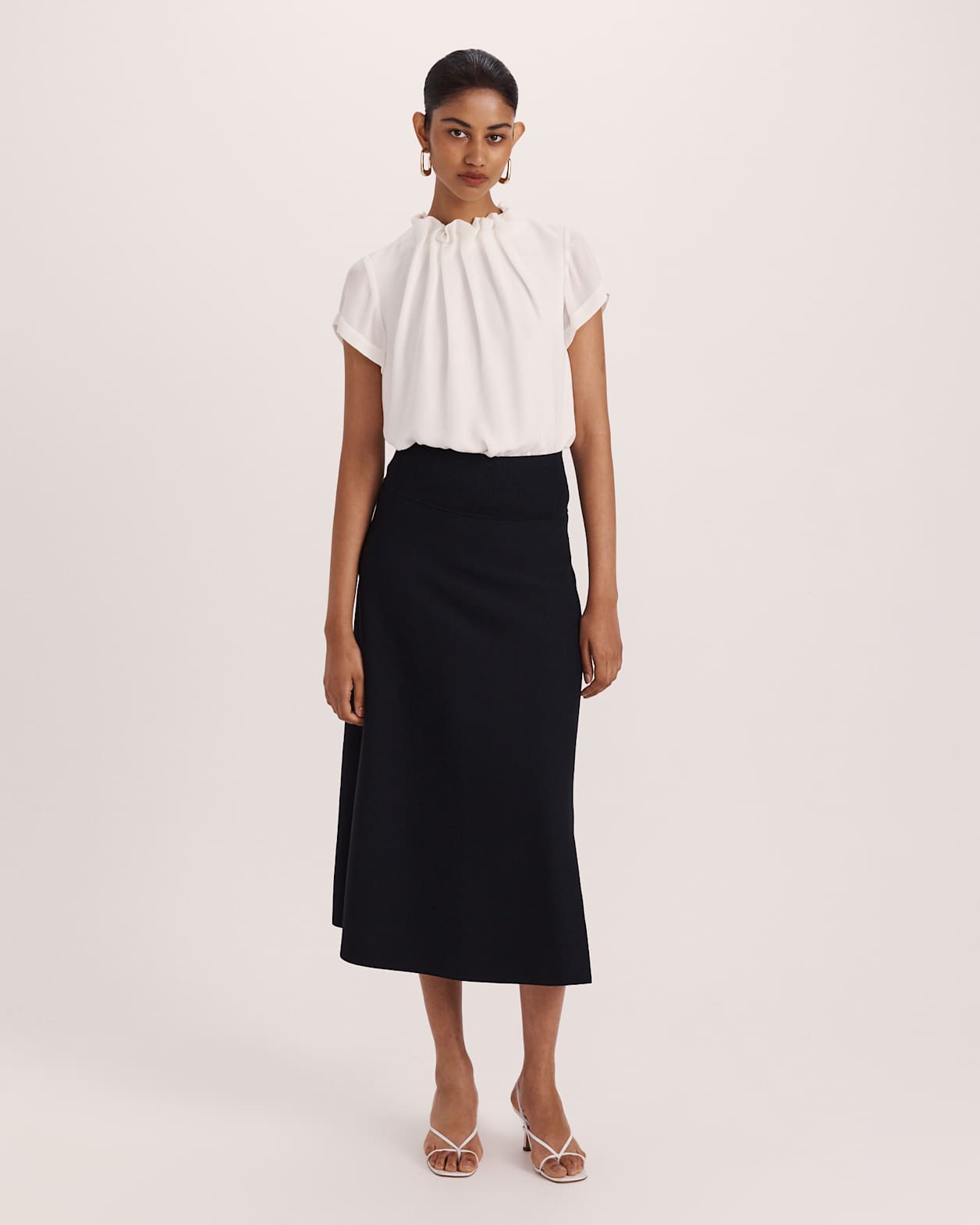 Willa High Neck Short Sleeve Top in OFF WHITE