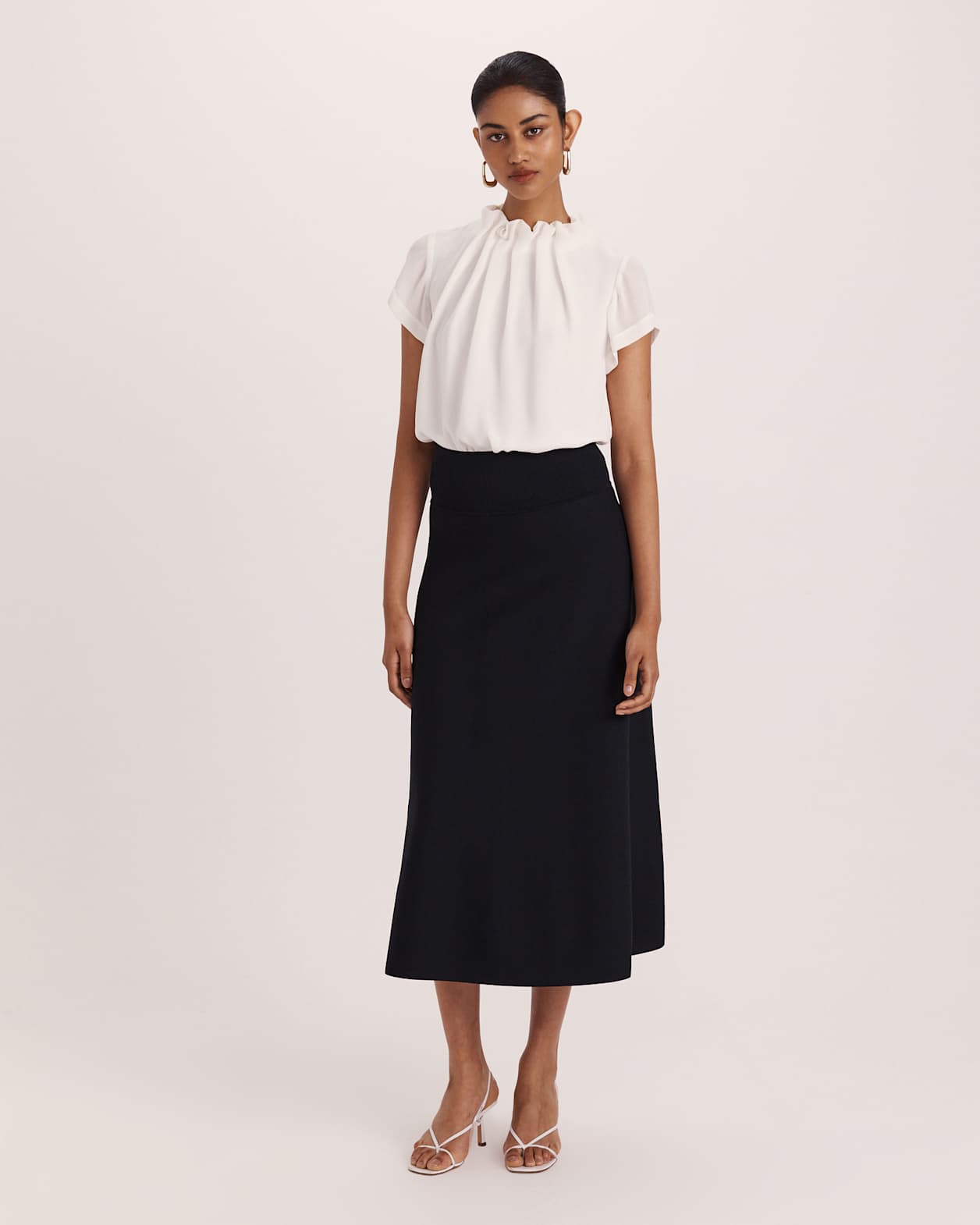 Mia Milano Knit Flared Skirt in BLACK