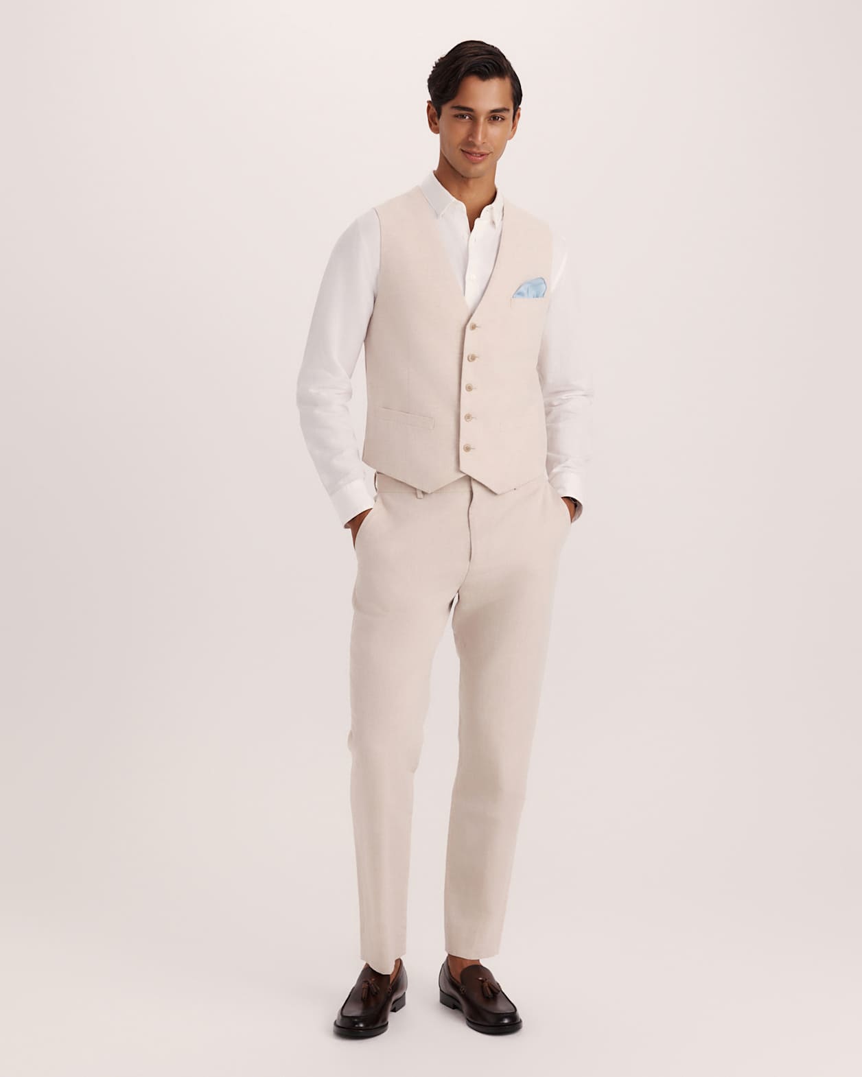 Elias Cotton Linen Waistcoat in OATMEAL