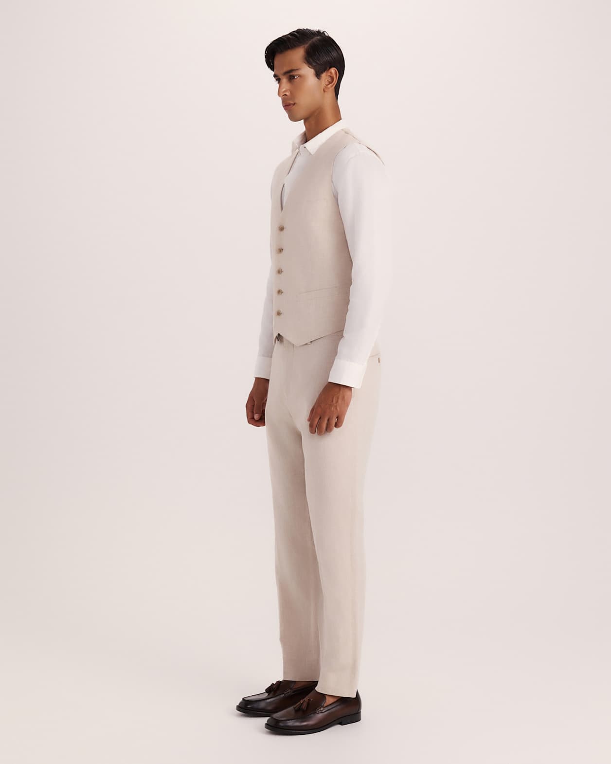 Elias Cotton Linen Waistcoat in OATMEAL