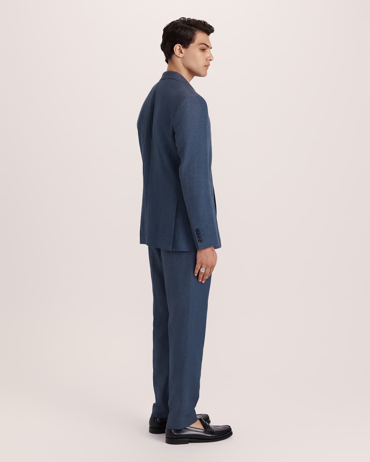 Lucian Cotton Linen Suit Jacket in STEEL