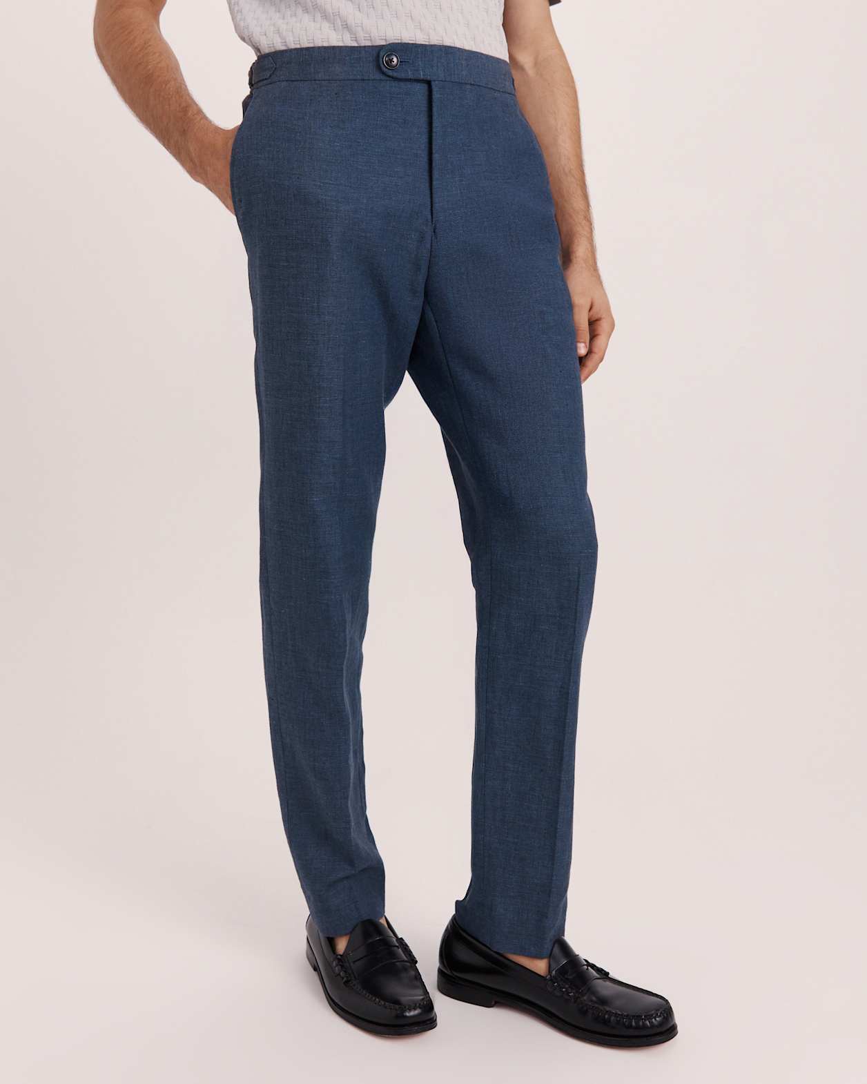 Lucian Cotton Linen Suit Pant in STEEL