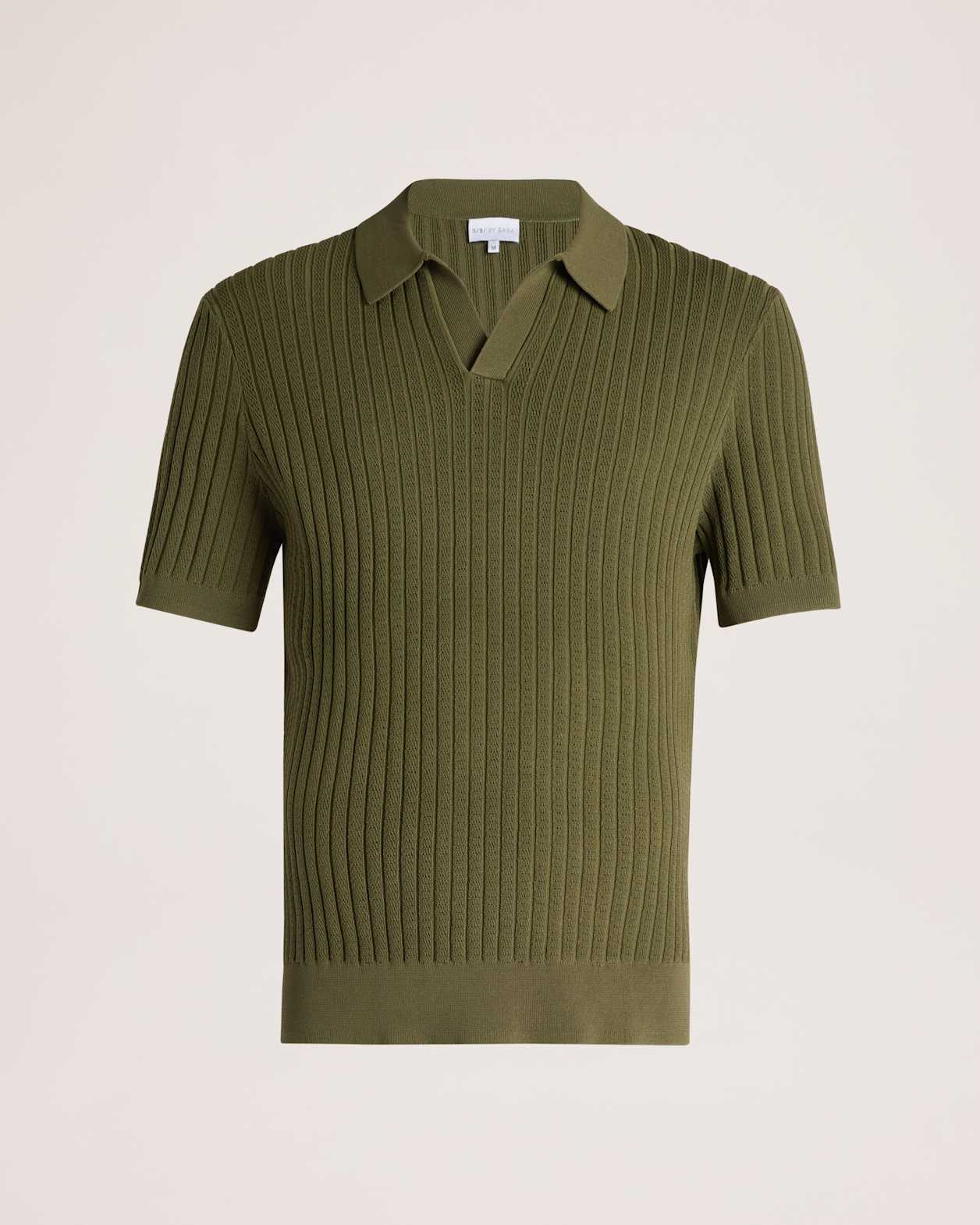 Theo Knit Polo in OLIVE