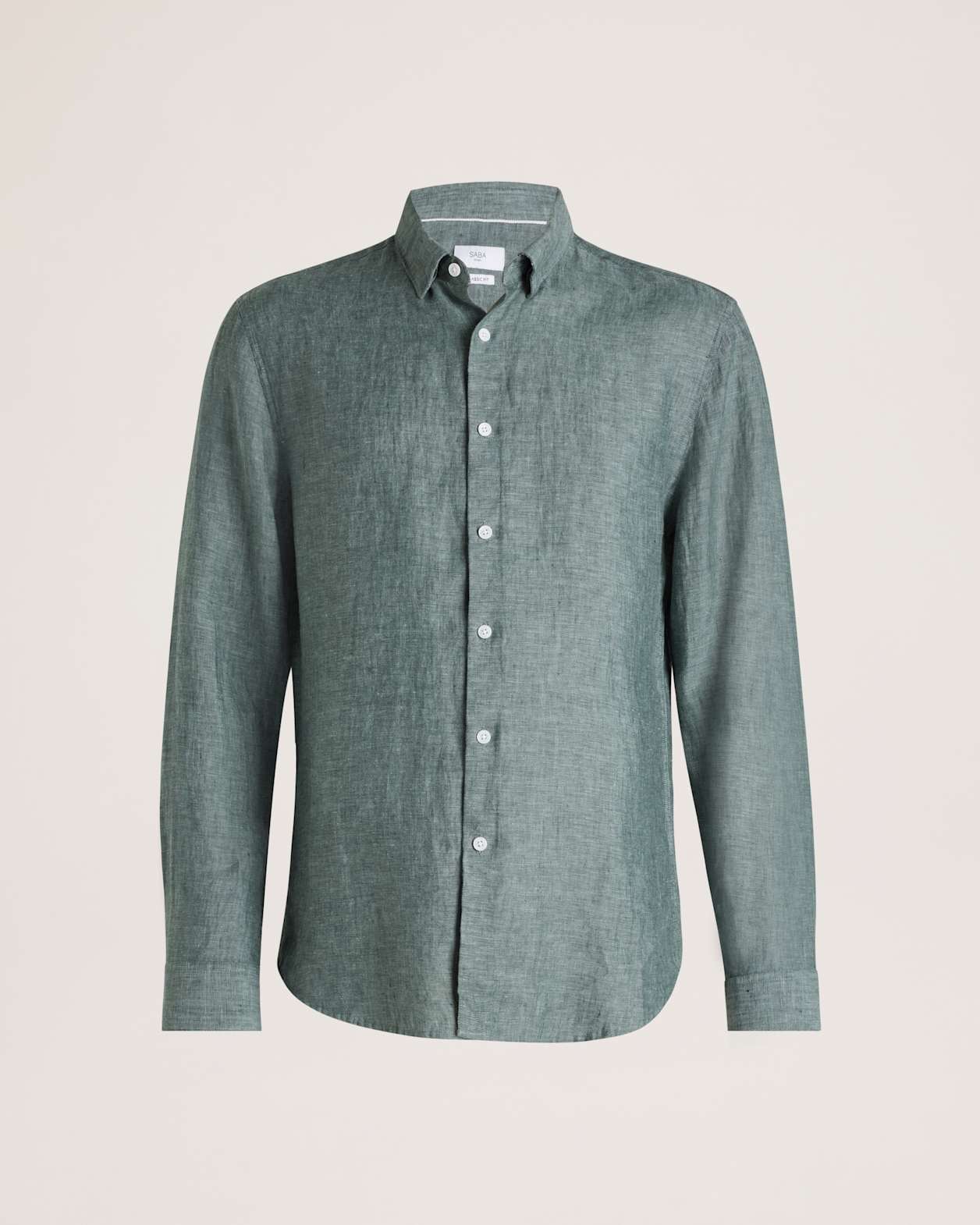 Anderson Long Sleeve Classic Linen Shirt in SAGE
