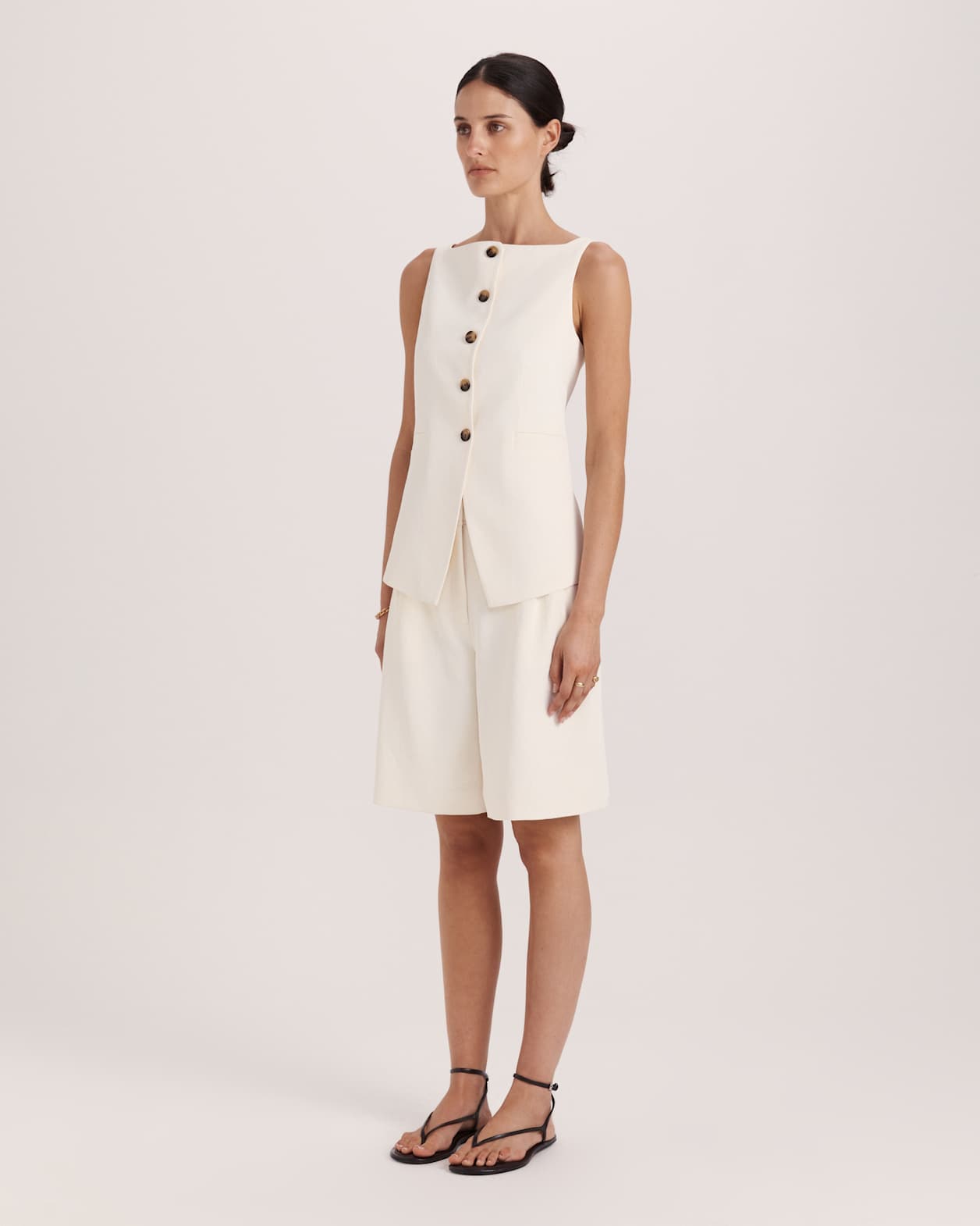 Dharma Cut Away Vest in MILK