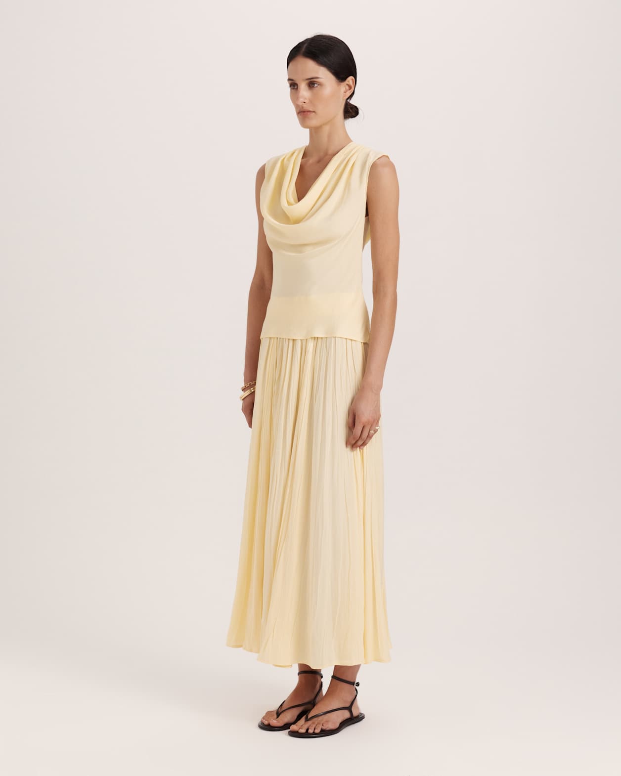 Lillian Cowl Neck Top in CAMOMILE