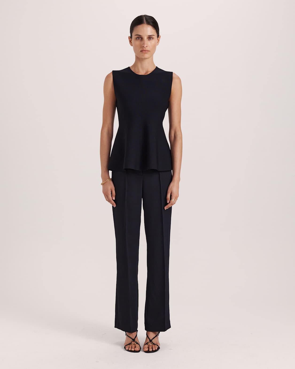 Mia Milano Peplum Top in BLACK