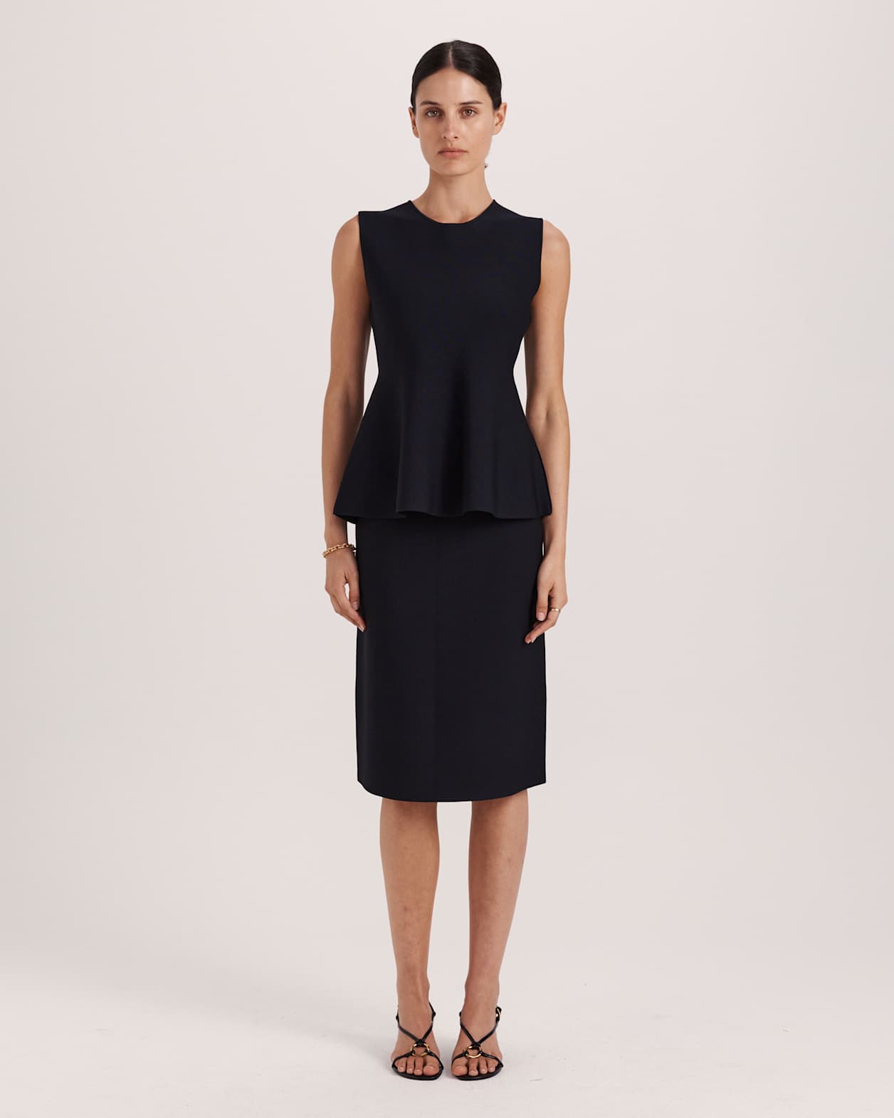 Mia Milano Peplum Top in BLACK