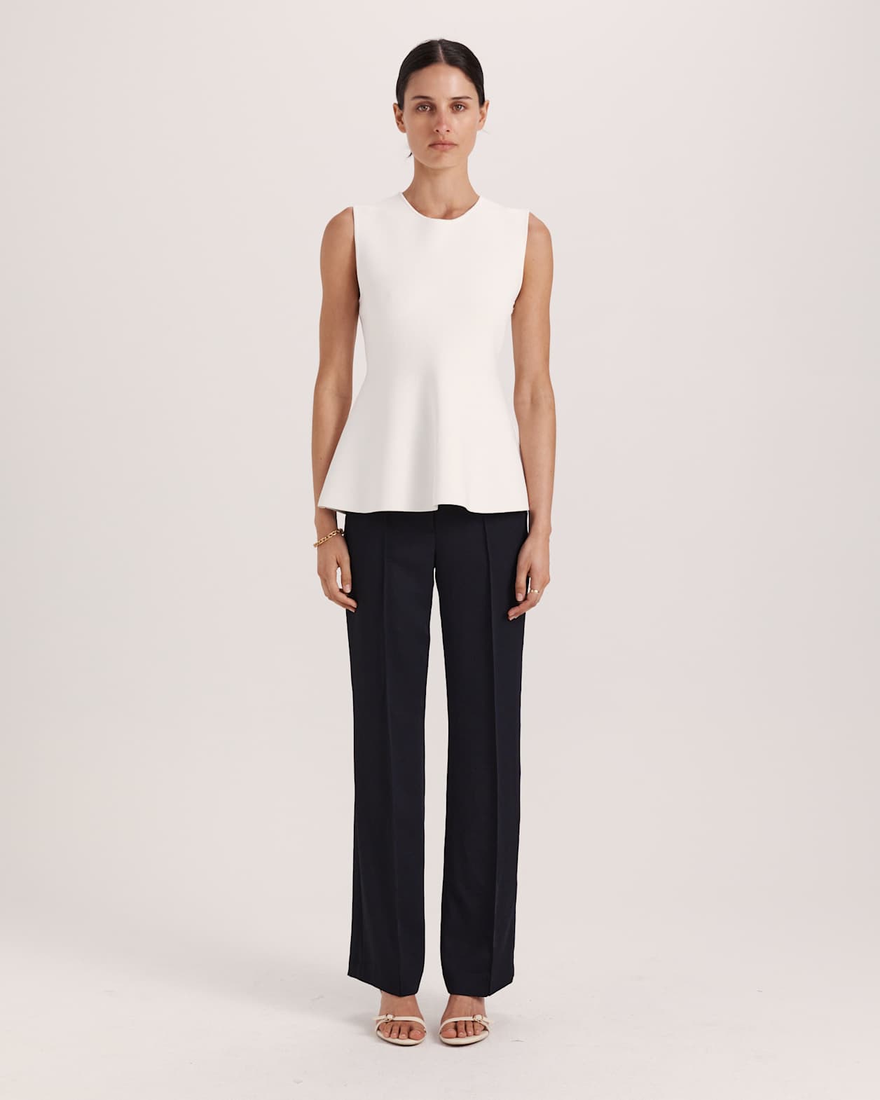 Mia Milano Peplum Top in IVORY