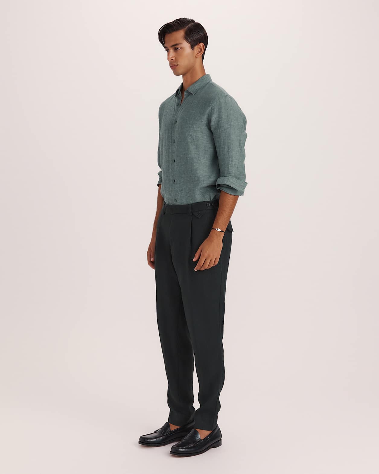 Wade Pleat Front Pant in SEAWEED
