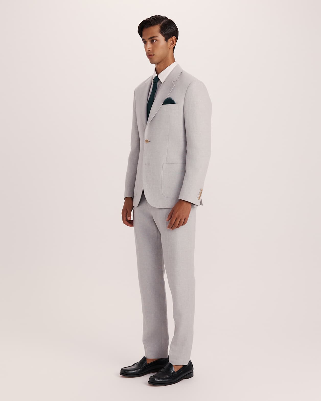 Lucian Cotton Linen Suit Jacket in SILVER