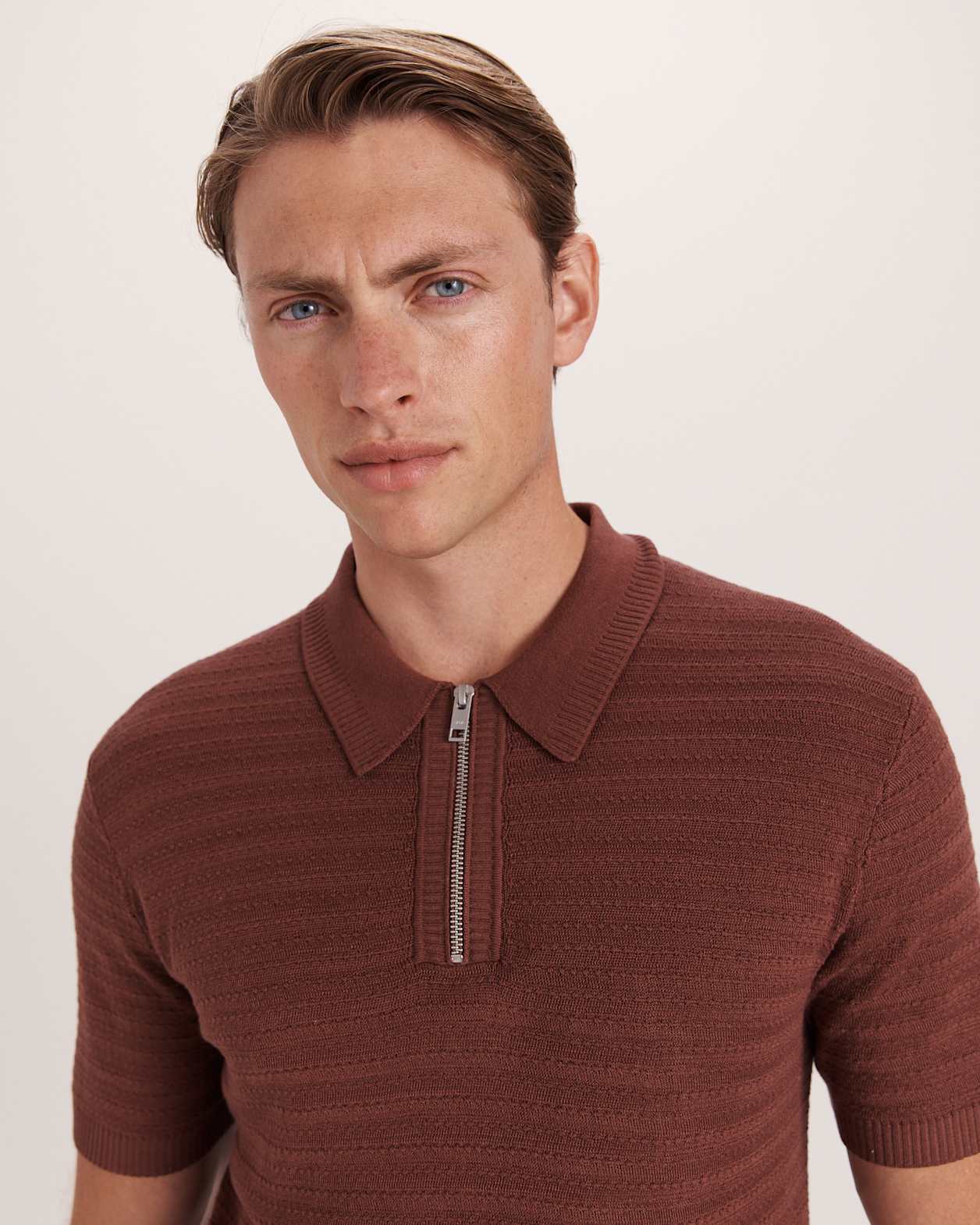 Aether Knit Polo in TRUFFLE