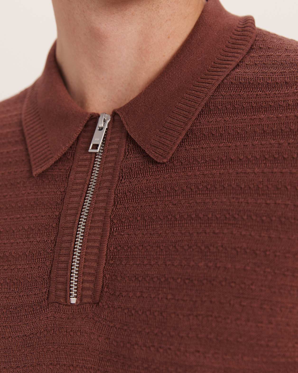 Aether Knit Polo in TRUFFLE
