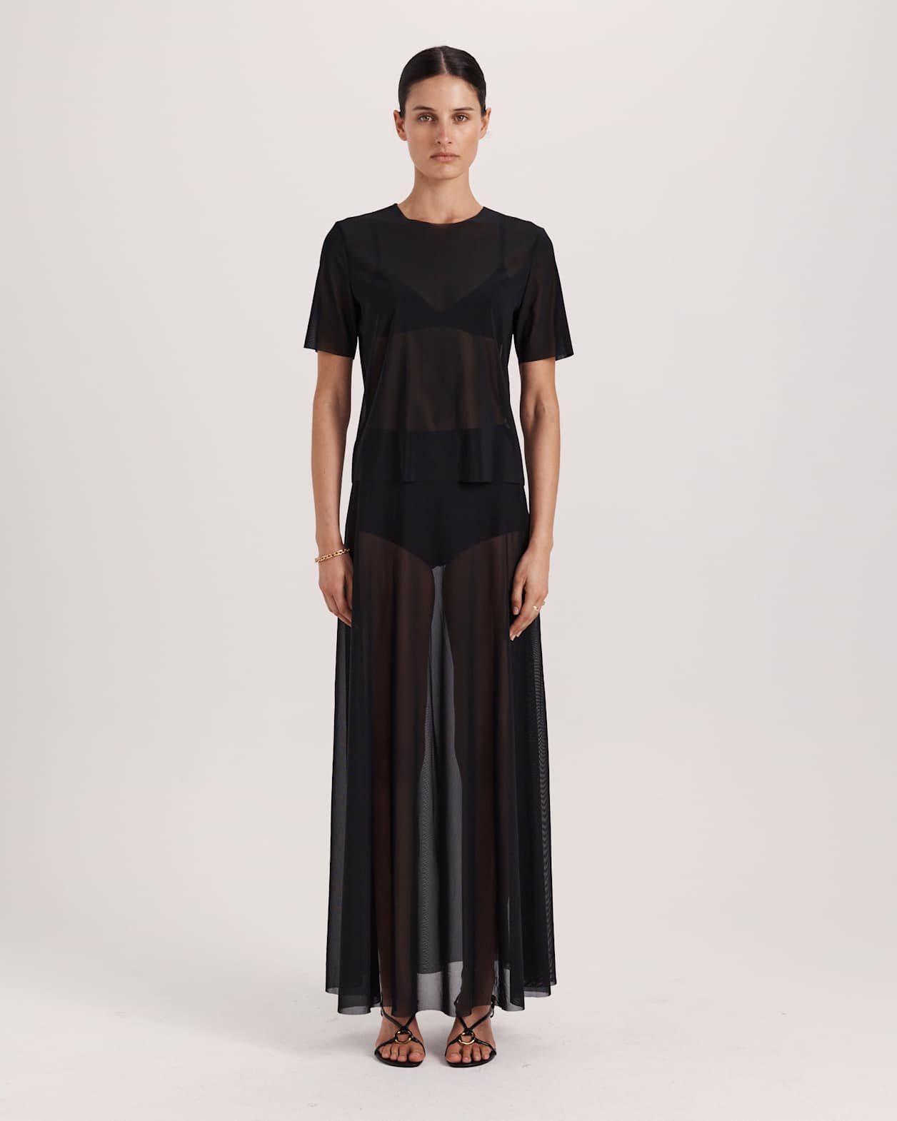 Catia Sheer Mesh Skirt in BLACK
