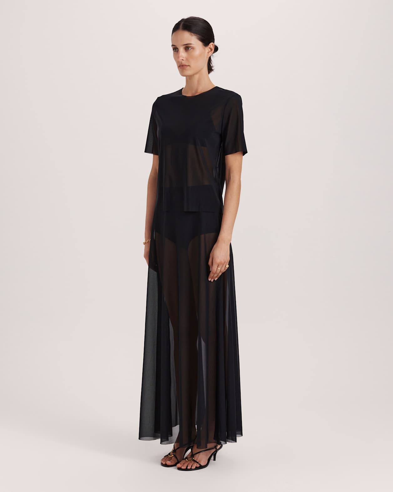 Catia Sheer Mesh Skirt in BLACK