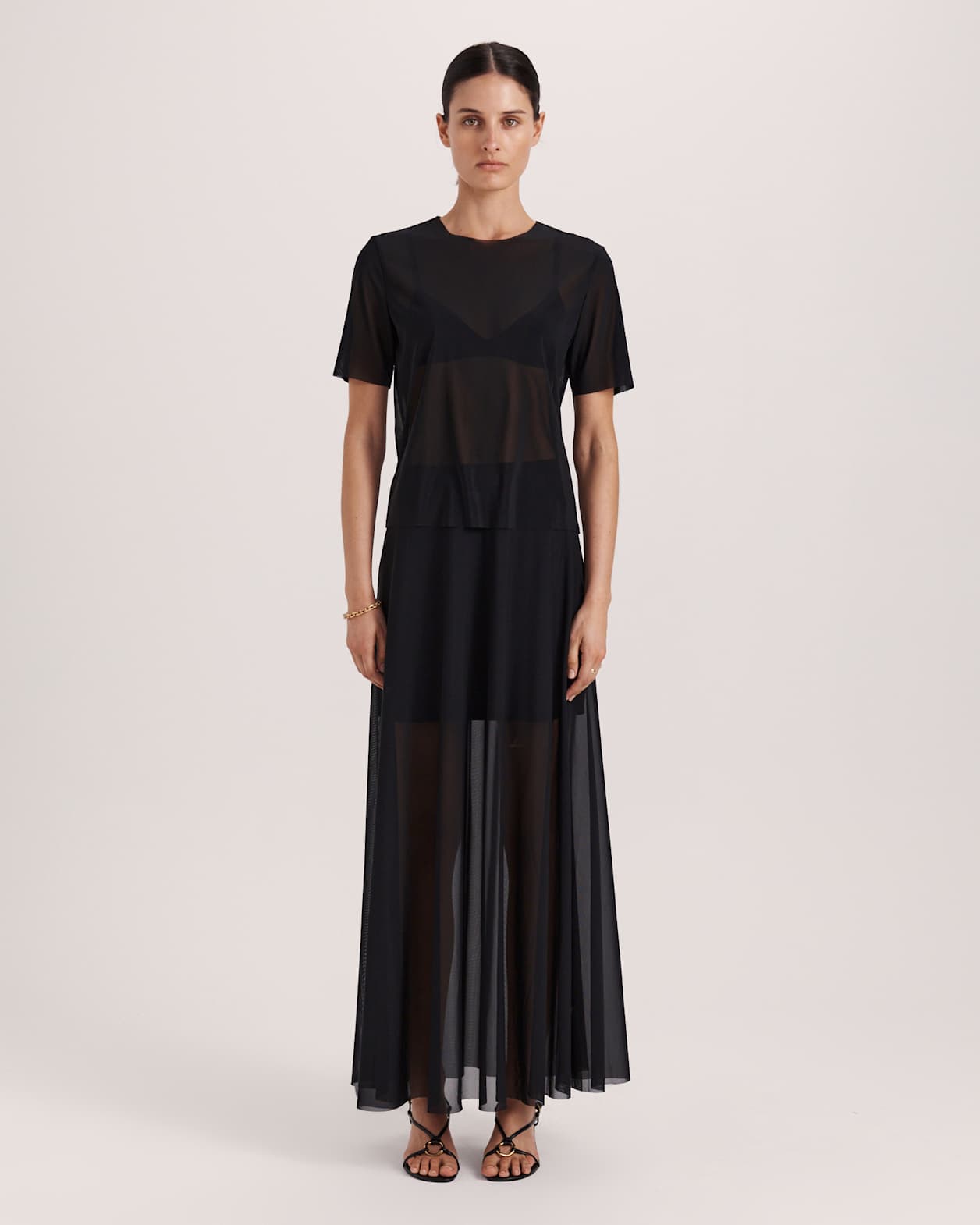 Catia Sheer Mesh Skirt in BLACK