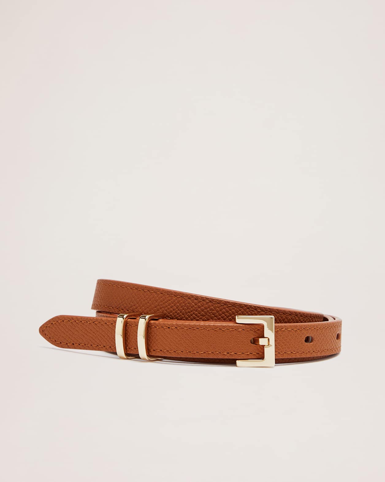 Mila Thin Leather Belt in TAN