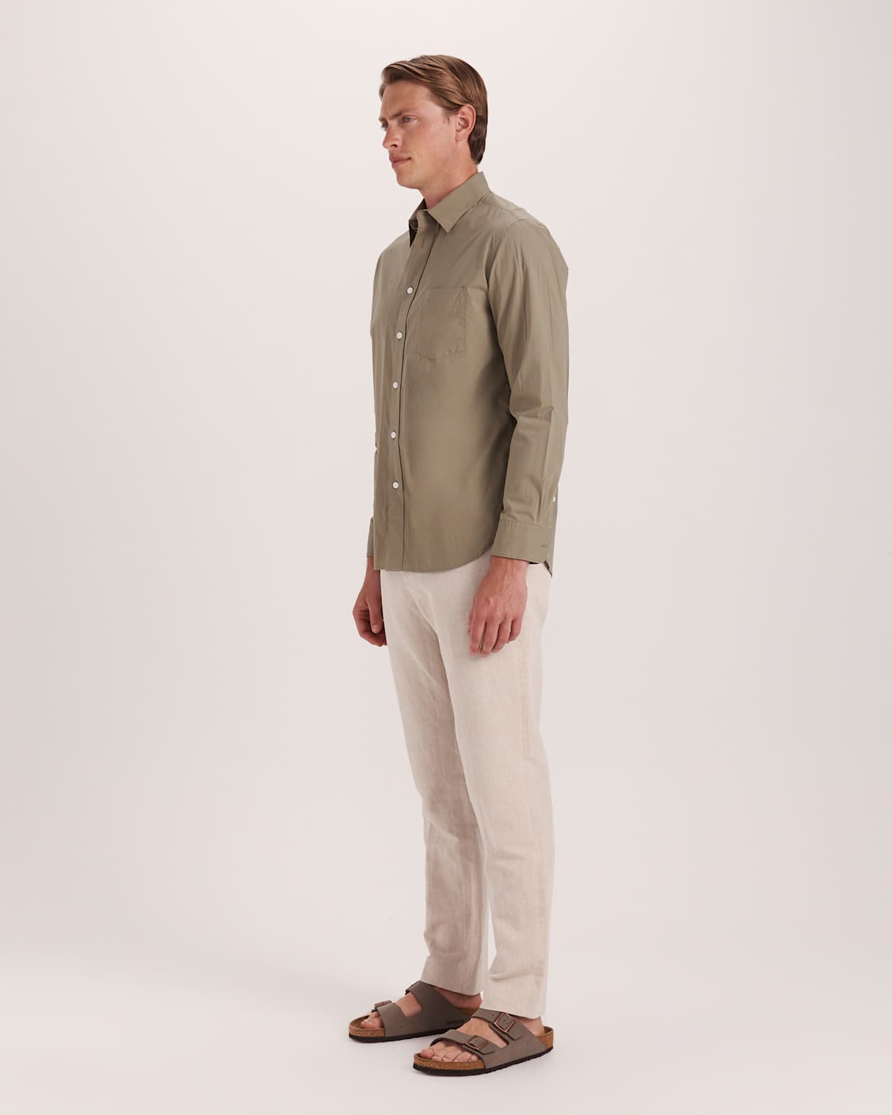 Ethan Poplin Casual Shirt in KHAKI