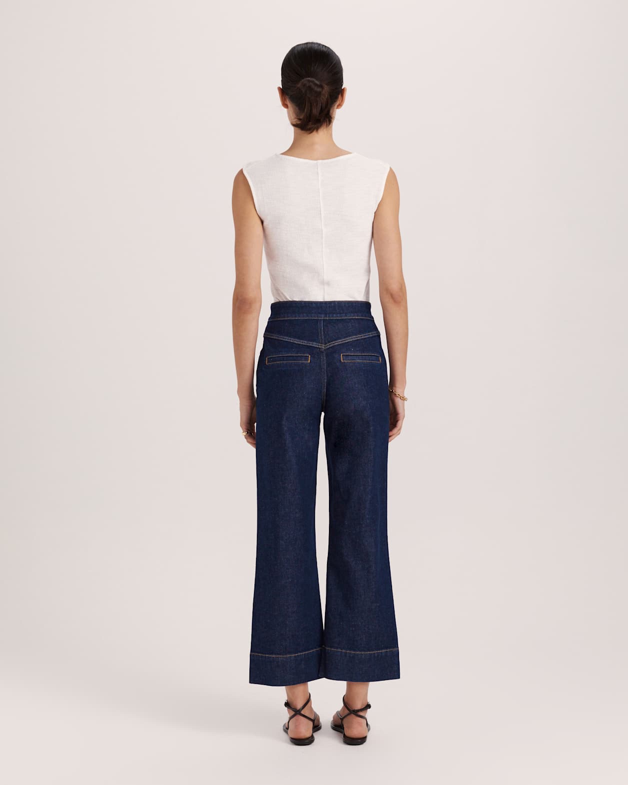 Ava Cropped Wide Leg Jean in BLUE/BLACK WASH